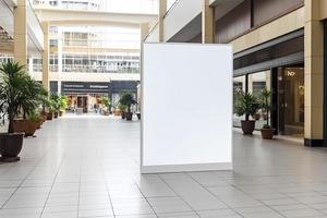 public shopping center mall or business center advertisement board space as empty blank white mockup signboard photo