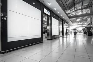 public shopping center mall or business center advertisement board space as empty blank white mockup signboard photo