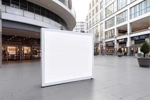 public shopping center mall or business center advertisement board space as empty blank white mockup signboard photo