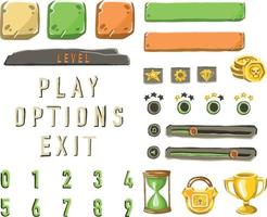 Game template with elements of game objects. Vector illustration