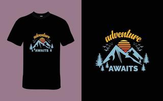 aventuras espera con esta inspirador camiseta diseño vector