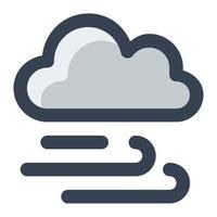 Windy and Cloudy in gray filled color icon. Wind, cloud, summer, autumn, spring, season, weather vector