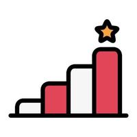 Isolated goal symbol in lineal color icon on white background. Growth, career, stairs, success, achievement vector