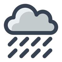 Cloud with heavy rain in gray filled color icon. Weather, rainstorm, forecast, climate vector