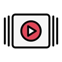 Isolated video slide presentation in lineal color icon on white background. Marketing, advertising, media player, slides vector