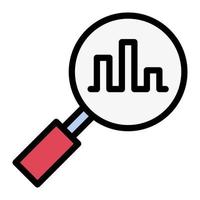 Isolated business research in lineal color icon on white background. Research, analytics, graph, searching, magnifying glass vector