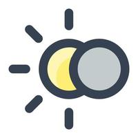 Eclipse in gray and yellow color filled icon. Sun, moon, lunar, eclipse symbol vector