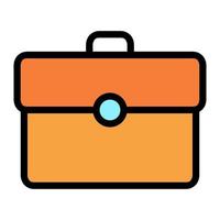 Isolated briefcase in lineal color icon on white background. Luggage, bag, portfolio, job vector