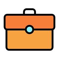 Isolated briefcase in lineal color icon on white background. Luggage, bag, portfolio, job vector