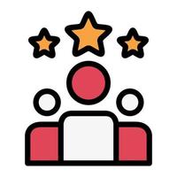 Isolated customers rating in lineal color icon on white background. Review, satisfaction, feedback, stars, clients, teamwork vector