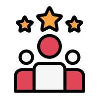 aislado clientes clasificación en lineal color icono en blanco antecedentes. revisar, satisfacción, comentario, estrellas, clientela, trabajo en equipo vector