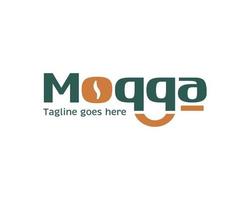 moqqa logotype lettermark with coffee bean in letter o vector