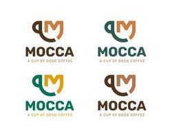 conjunto de letra metro café taza logo para café negocio vector