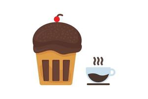 Coffee and cake icon illustration. icon related to coffee element, coffee break. Flat icon style. Simple vector design editable