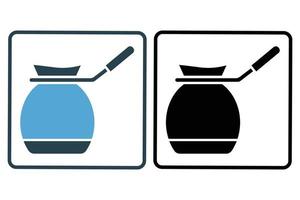 Turkish coffee icon illustration. icon related to coffee element. Solid icon style. Simple vector design editable