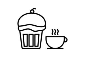 Coffee and cake icon illustration. icon related to coffee element, coffee break. Line icon style. Simple vector design editable