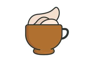 coffee cream icon illustration. icon related to coffee element. Lineal color icon style, flat line. Simple vector design editable