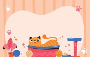 Background of Orange Cat Chilling in Bed vector