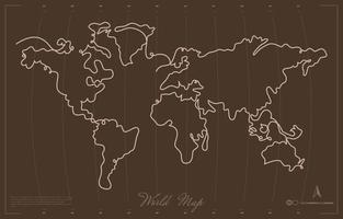 World Map in One Line Art Style Background vector