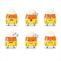 Cartoon character of candy corn with sleepy expression vector