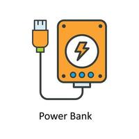 Power Bank  Vector Fill outline Icons. Simple stock illustration stock