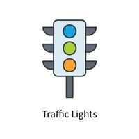 Traffic Lights Vector Fill outline Icons. Simple stock illustration stock