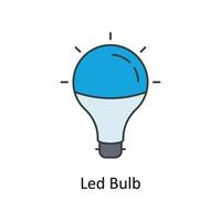 Led Bulb Vector Fill outline Icons. Simple stock illustration stock