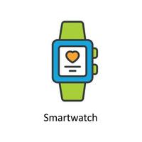 Smart watch  Vector Fill outline Icons. Simple stock illustration stock