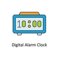 Digital Alarm Clock Vector Fill outline Icons. Simple stock illustration stock