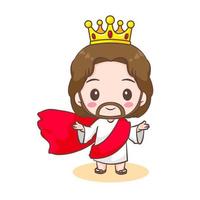 linda Jesús Cristo dibujos animados personaje con corona. cristiano religión concepto diseño. mano dibujado chibi personaje acortar Arte pegatina aislado blanco antecedentes. vector Arte ilustración