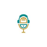 microphone logo with a microphone on it vector