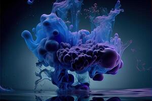 azul y púrpura líquido fumar resumen antecedentes. ai generado foto