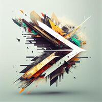 Abstract grunge background with multicolored arrow. photo