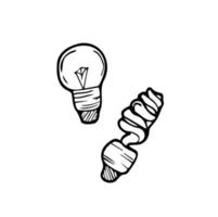 energy efficiency light bulb line vector doodle simple icon. Ecology and Earth day concept