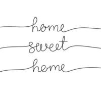 Home sweet home one line continuous. Line art handwriting vector illustration. Square composition.