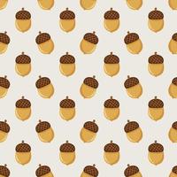 Seamless background pattern with brown fall acorns vector