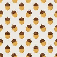 Seamless background pattern with brown fall acorns vector