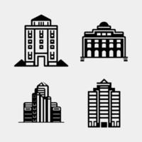 black color buildings vector set isolated