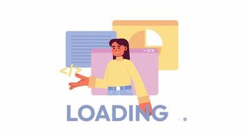 Animated coding platform loader. Learning programming. Flash message 4K video footage. Color isolated loading wait-animation progress indicator with alpha channel transparency for UI, UX web design