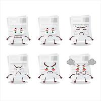 Essay paper cartoon character with various angry expressions vector