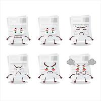 Essay paper cartoon character with various angry expressions vector