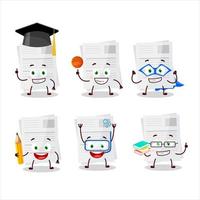 School student of essay paper cartoon character with various expressions vector