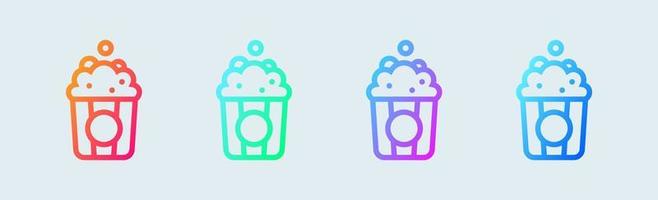 Popcorn line icon in gradient colors. Entertainment signs vector illustration.