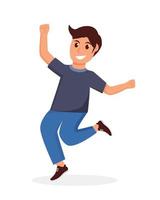 character boy happy dance movements isolated vector