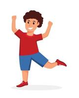 character boy happy dance movements isolated vector