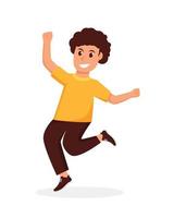 character boy happy dance movements isolated vector