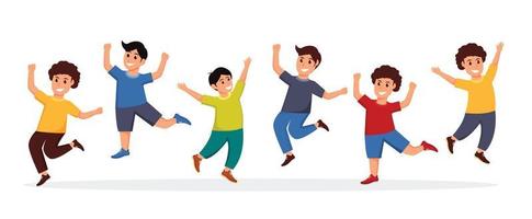 group of boy happy dance movements isolated vector