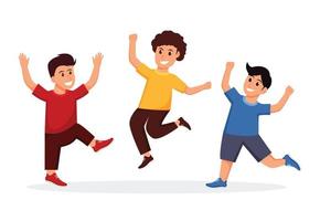 group of boy happy dance movements isolated vector