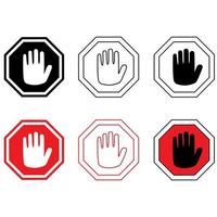 Traffic stop vector icon set. Stop illustration sign collection. warning symbol or logo.