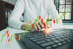 Investment ideas and technology business, Funds, Stock market and digital assets, Investors or trader, Financial data analysis, Stock graphs and forex trading, business finance background photo